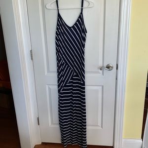 Navy and white stripe maxi dress